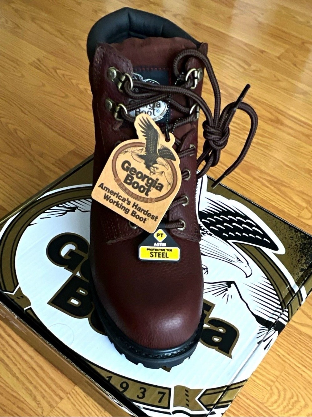 Georgia Boot Burgundy Steel Toe Work Boot